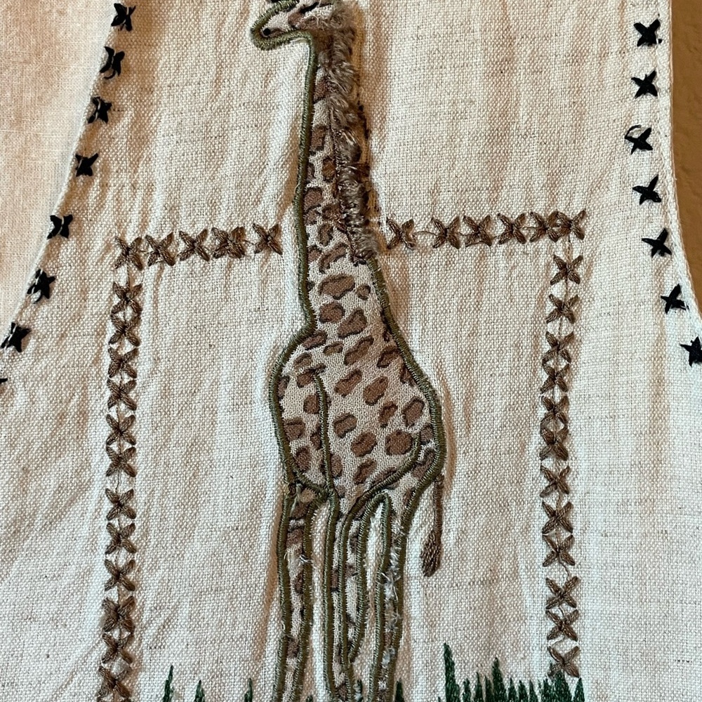 Vintage Safari Embroidered Animal Vest Linen Blend Medium - Picture 7 of 8